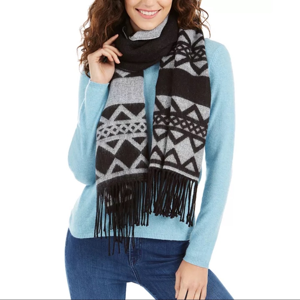 Calvin Klein Striped Fair Isle Blanket Scarf